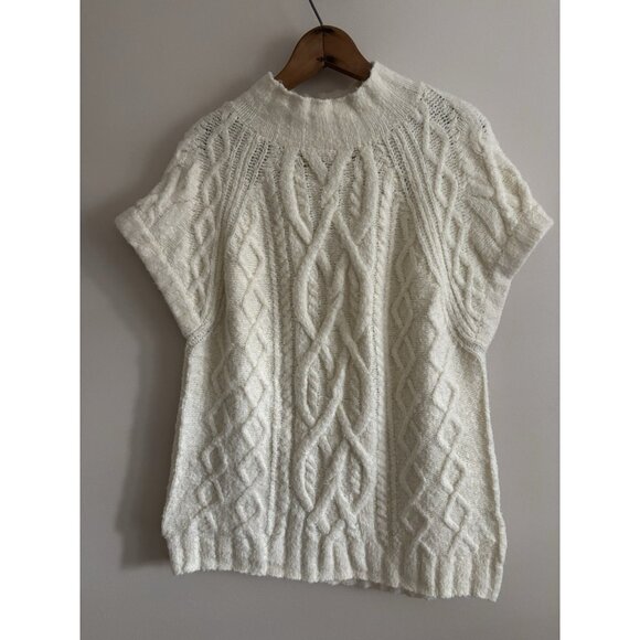 Anthropologie Sweaters - Anthropologie Maeve Sweater Short Sleeve Cable-Knit Vest Soft Ivory M/L